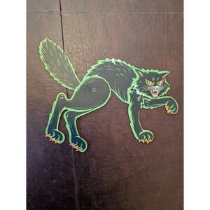 Vintage 1950s Beistle CO USA Black Cat Halloween Die Cut Decoration Spooky